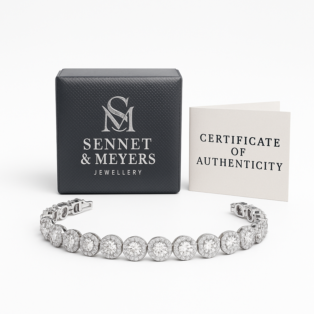 Elegant Bracelet with Silver Coloured Cubic Zirconia Stones and Lobster Lock. 19cm.