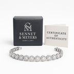 Elegant Bracelet with Silver Coloured Cubic Zirconia Stones and Lobster Lock. 19cm.