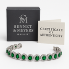 Elegant Bracelet with Green Coloured Cubic Zirconia Stones and Lobster Lock. 19cm.